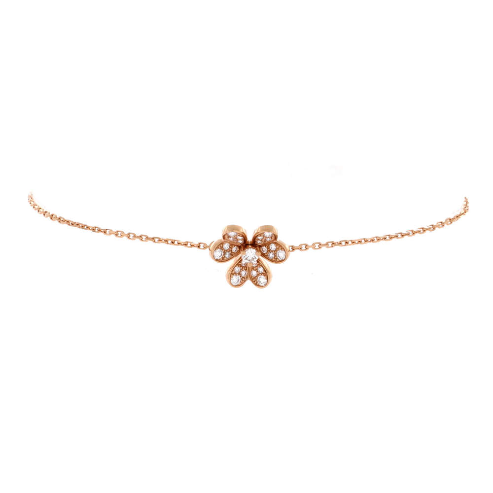 Van Cleef & Arpels Mini Frivole Bracelet 18K Rose Gold with Pave Diamonds